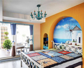 地中海风格大气卧室照片墙设计图
