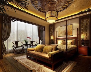 中式风格大气实木床图片
