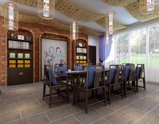 中式风格餐厅餐桌效果图
