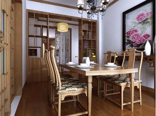 小清新原木色餐厅餐桌图片