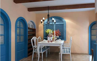 地中海风格白色餐厅餐桌图片