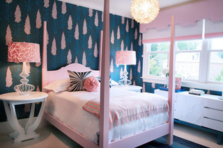 田园风格粉色卧室床图片