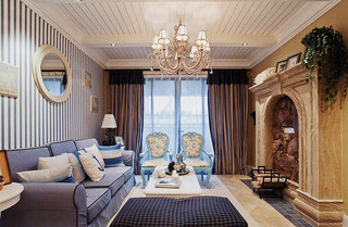 地中海风格两室一厅浪漫15-20万90平米客厅婚房设计图