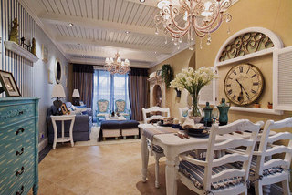 地中海风格两室一厅浪漫15-20万90平米餐厅婚房家装图
