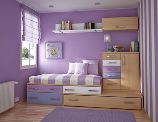 现代简约风格可爱紫色儿童床效果图