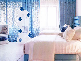22款蓝色窗帘图片 给家穿上神秘外衣