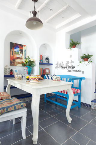 地中海风格两室一厅浪漫蓝色装修效果图