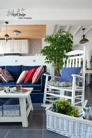 地中海风格两室一厅浪漫蓝色效果图
