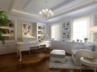 欧式风格奢华白色书桌效果图