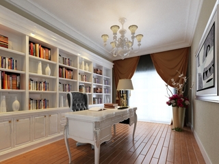 欧式风格白色书房设计图