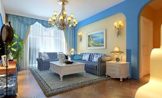 欧式风格可爱蓝色沙发背景墙装修效果图