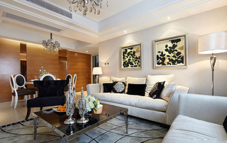 欧式风格奢华白色沙发背景墙设计图纸