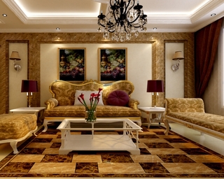 欧式风格奢华黄色沙发背景墙设计图纸