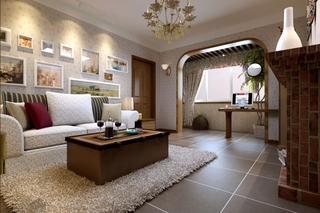 欧式风格奢华白色沙发背景墙装修效果图