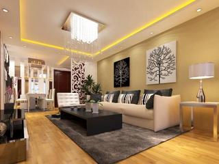欧式风格奢华黄色沙发背景墙装修效果图