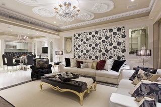 欧式风格黑白沙发背景墙装修效果图