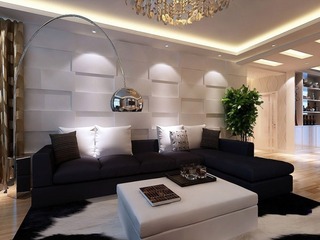 欧式风格白色沙发背景墙设计图纸