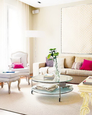 欧式风格米色沙发背景墙效果图