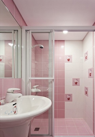 欧式风格粉色洗手台效果图