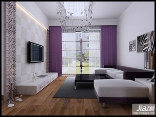 温馨紫色 简约大气客厅效果图装修效果图