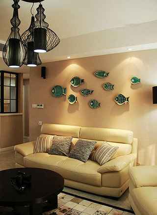 简约风格三居室浪漫130平米沙发背景墙效果图