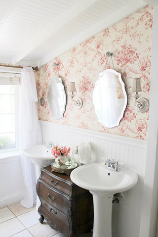 粉色卫生间壁纸图片