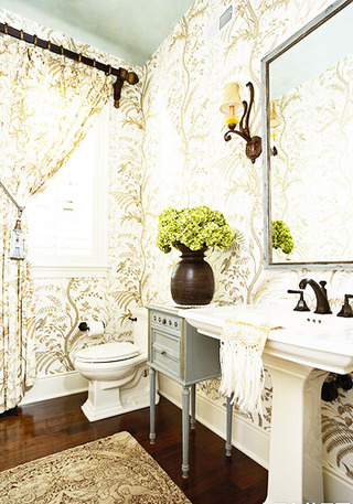 欧式风格黄色卫生间窗帘图片