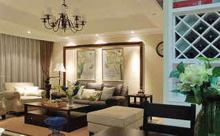 美式风格绿色沙发背景墙设计