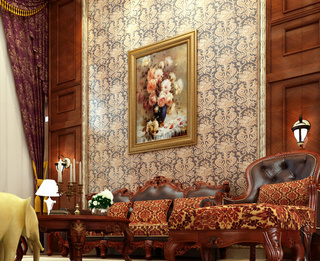 美式风格黄色沙发背景墙效果图