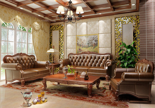 美式风格黄色沙发背景墙装修效果图