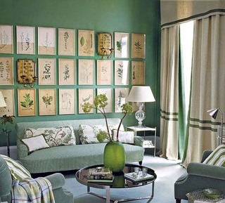 美式风格绿色沙发背景墙效果图