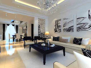 美式风格黑白沙发背景墙装修效果图