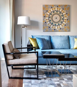 美式风格黄色沙发背景墙设计
