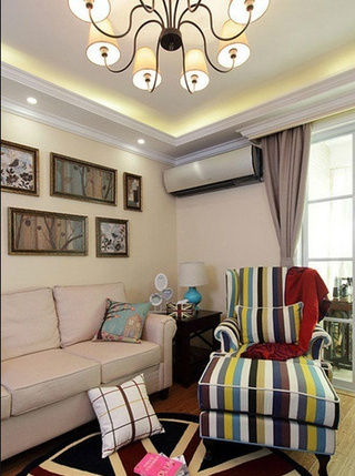 美式风格白色沙发背景墙装修图片