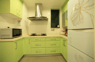 小清新绿色厨房设计图
