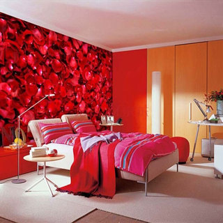 简约风格红色卧室背景墙设计