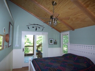 美式风格蓝色卧室背景墙设计图