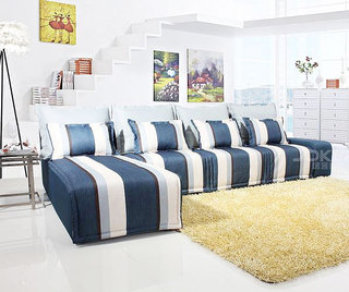 地中海风格舒适条纹沙发效果图