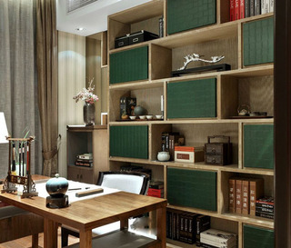 现代简约风格二居室时尚黑白书房设计图