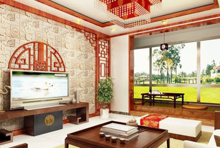 中式风格大气电视背景墙设计图