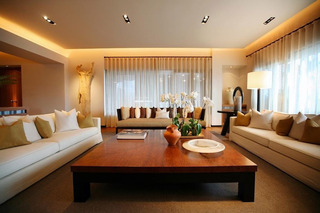 现代简约风格三居室黑白90平米客厅设计图纸
