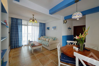 地中海风格三居室小清新90平米客厅装潢