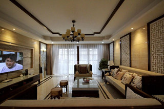 新中式风格复式奢华客厅装修图片