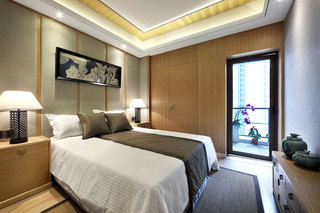 新中式风格四房大气原木色20万以上卧室设计图纸