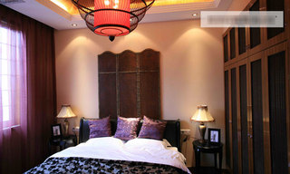 中式风格稳重卧室背景墙设计图
