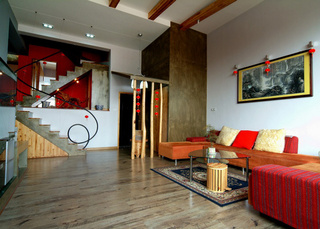 大气红色客厅设计