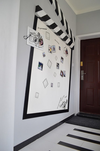简约风格三居室黑白90平米墙贴效果图
