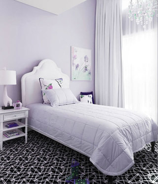 紫色卧室窗帘图片