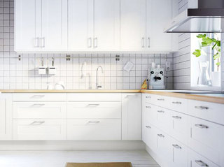 简洁白色厨房瓷砖效果图