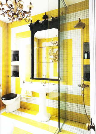 黄色卫浴间瓷砖瓷砖图片